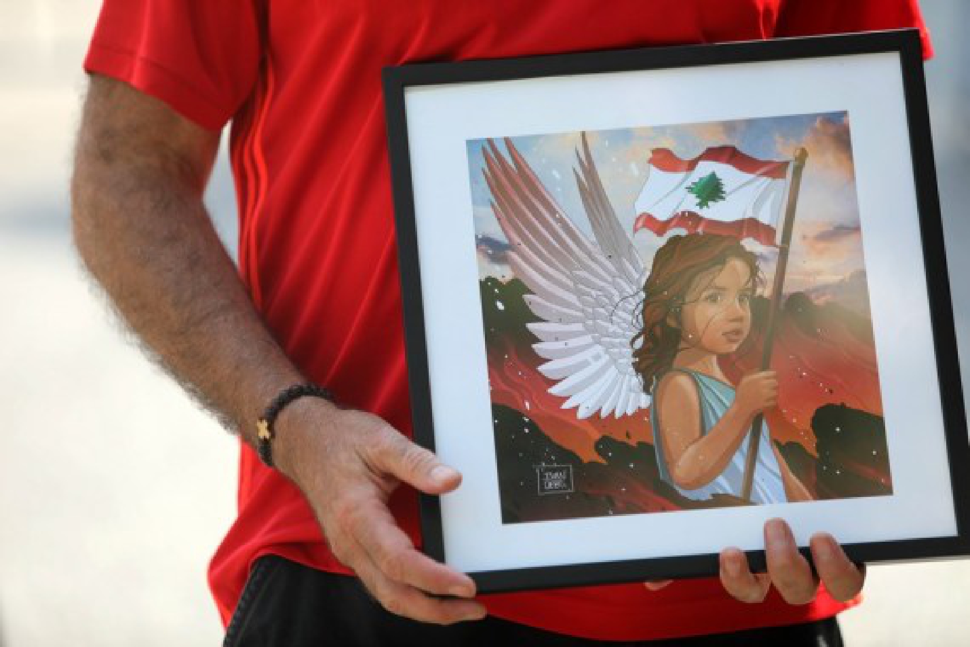 Families of the victims of the Aug. 4 explosion protest in front of the Beirut Justice Palace, Lebanon, on July 12, 2021. 