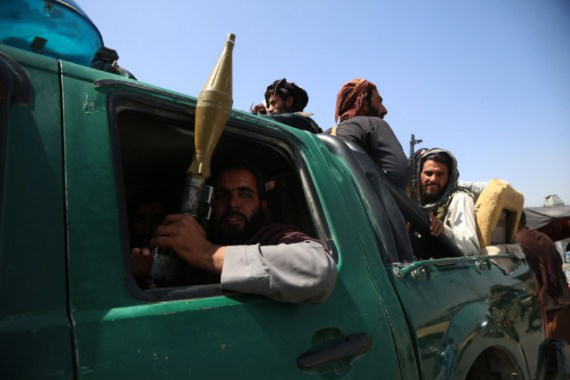  Afghan Taliban fighters are seen in Kabul, capital of Afghanistan, Aug. 16, 2021.