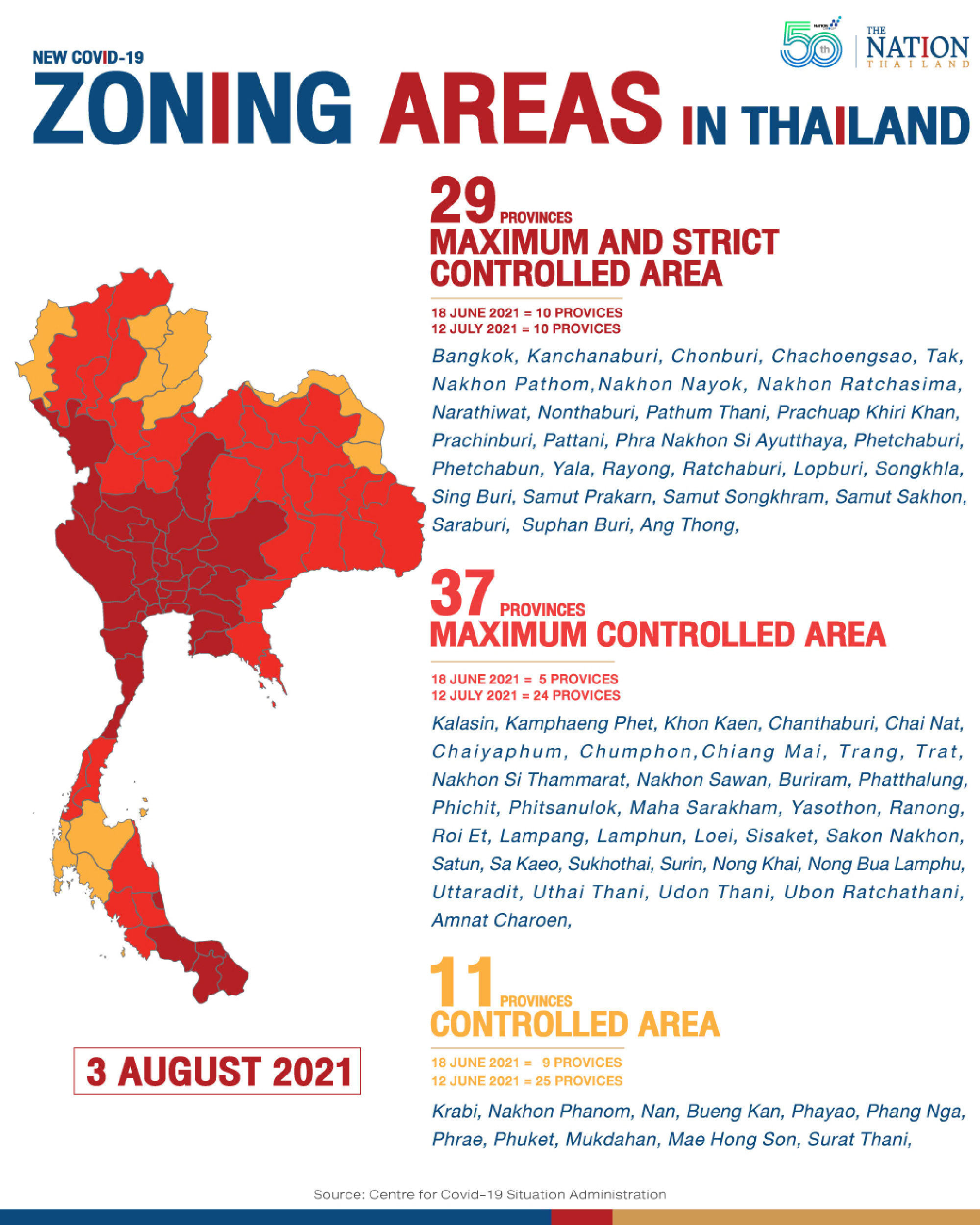 Classification of provinces under dark red, red and orange Covid zones announced