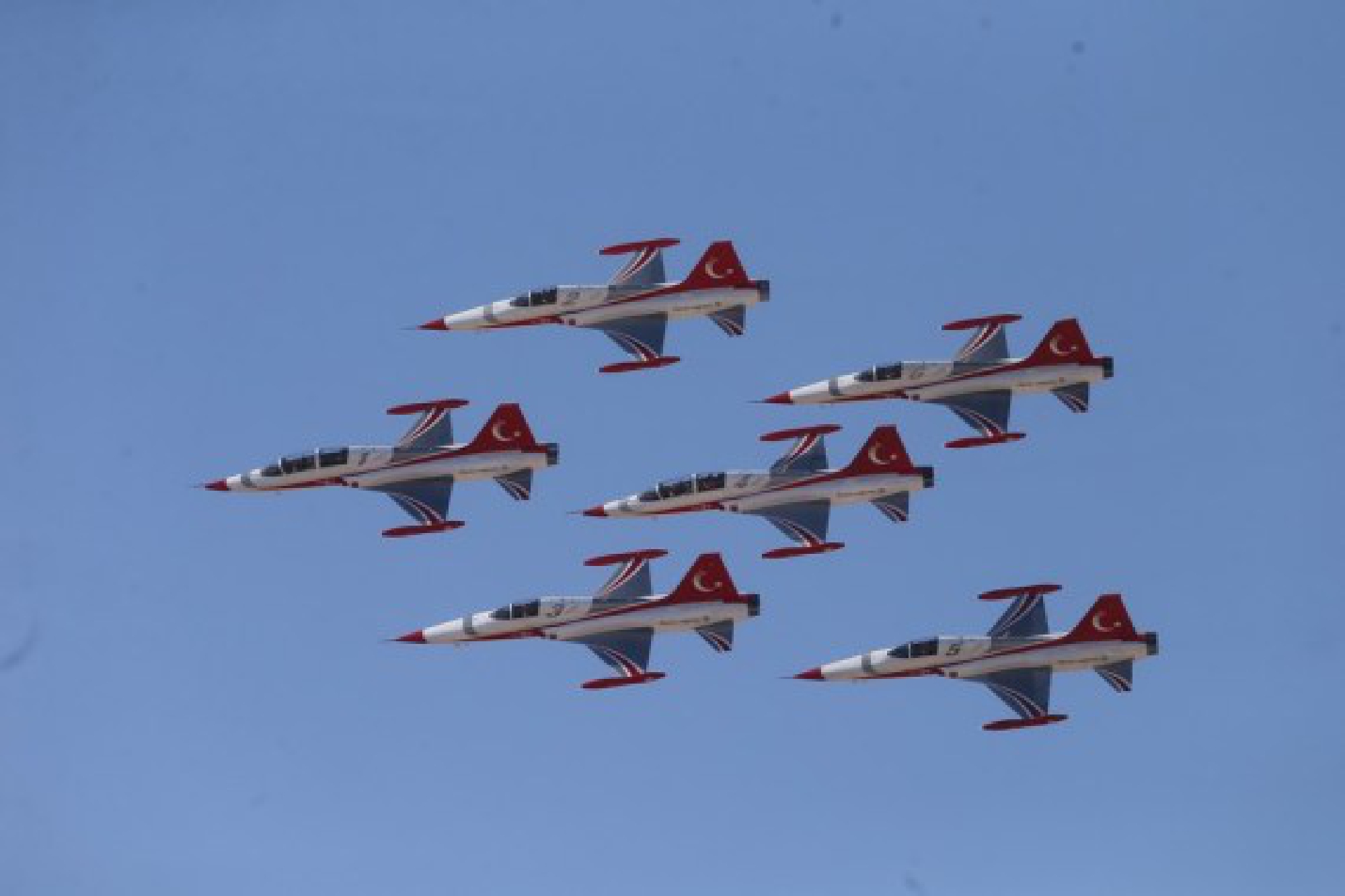Aircraft perform during the Sivrihisar Airshow 2021 in Sivrihisar district of Eskisehir in Turkey, on Sept. 12, 2021. 