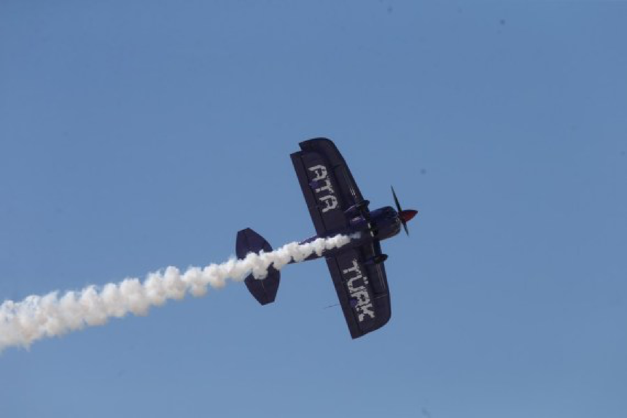 An aircraft performs during the Sivrihisar Airshow 2021 in Sivrihisar district of Eskisehir in Turkey, on Sept. 12, 2021.
