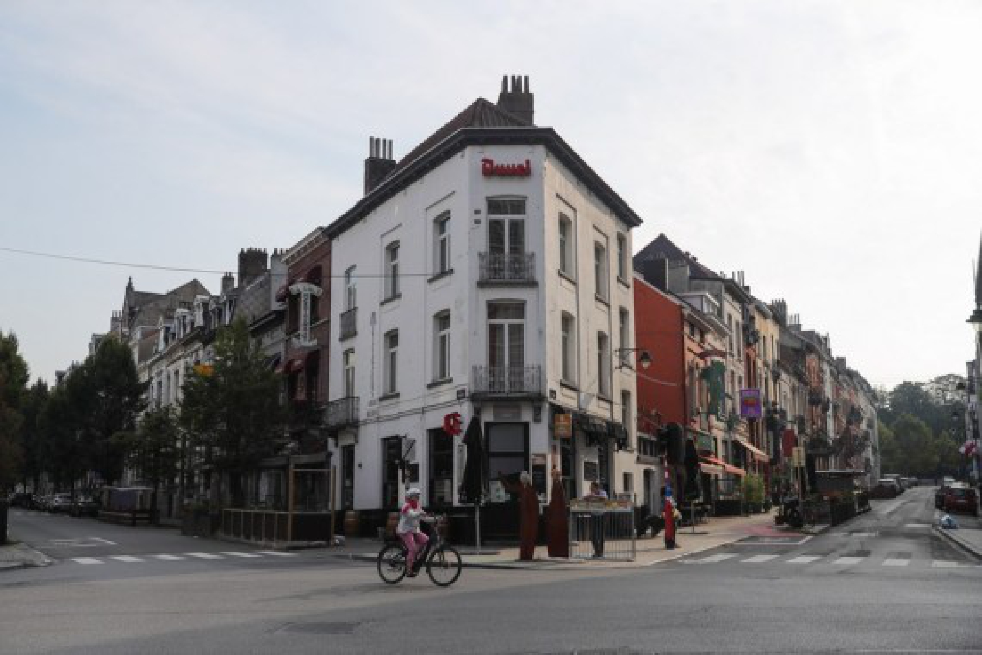 A woman rides a bike on Car Free Sunday in Brussels, Belgium, Sept. 19, 2021.(Xinhua/Zheng Huansong)