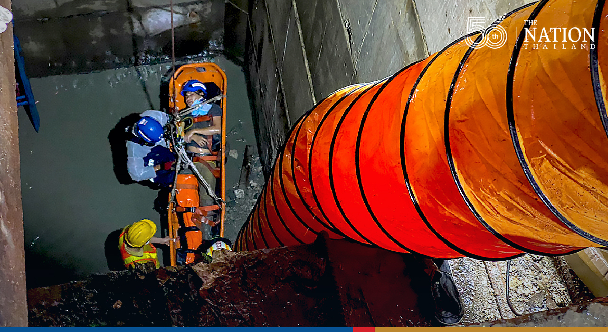 Motorcycle rider plunges 6 metres down hole in Bangkok