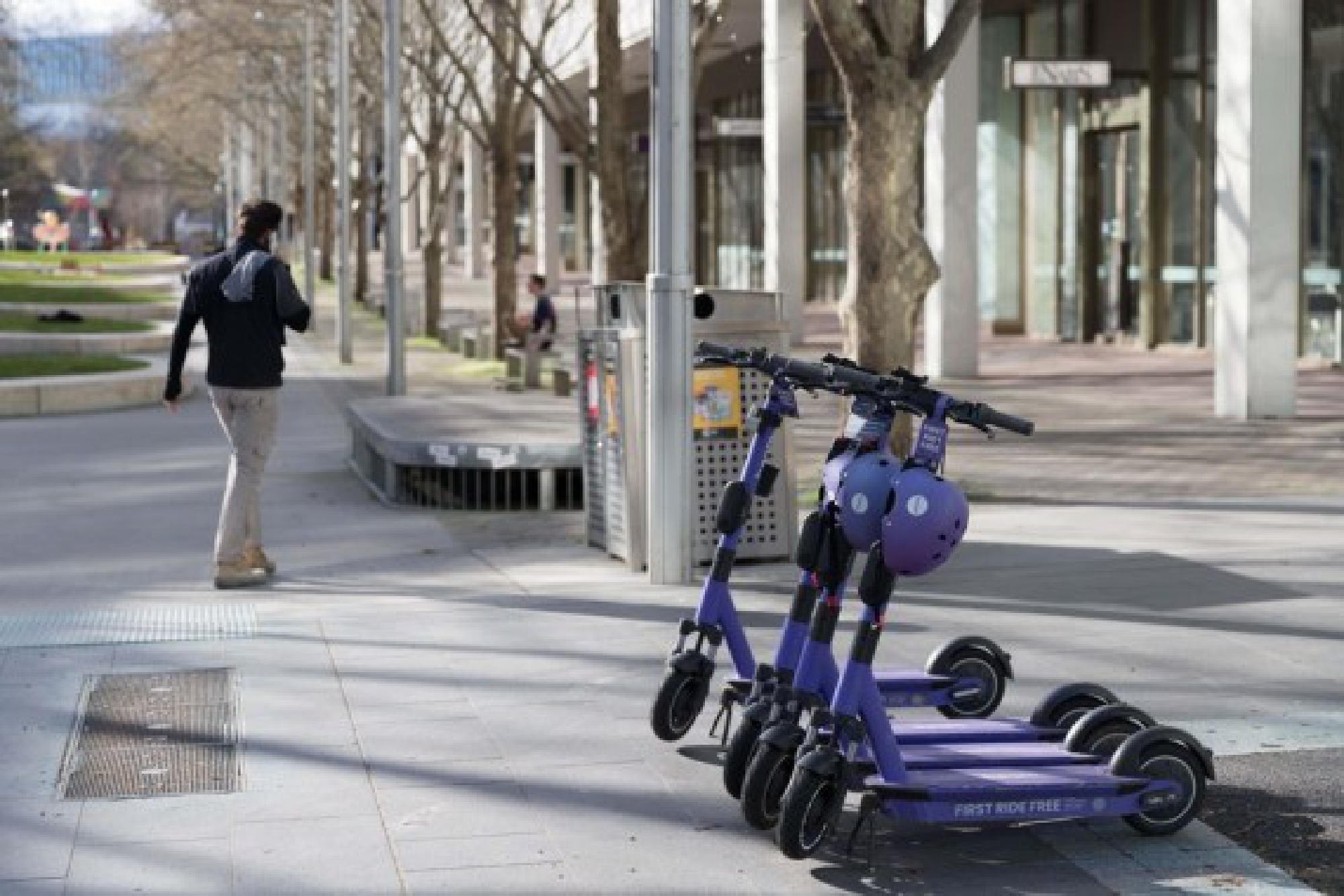 A man walks on a street in Canberra, Australia, Sept. 14, 2021.