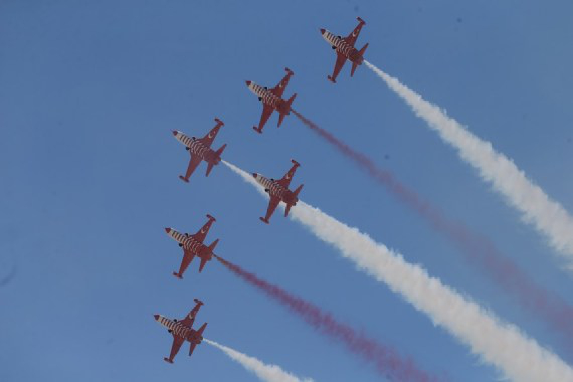 Aircraft perform during the Sivrihisar Airshow 2021 in Sivrihisar district of Eskisehir in Turkey, on Sept. 12, 2021. 