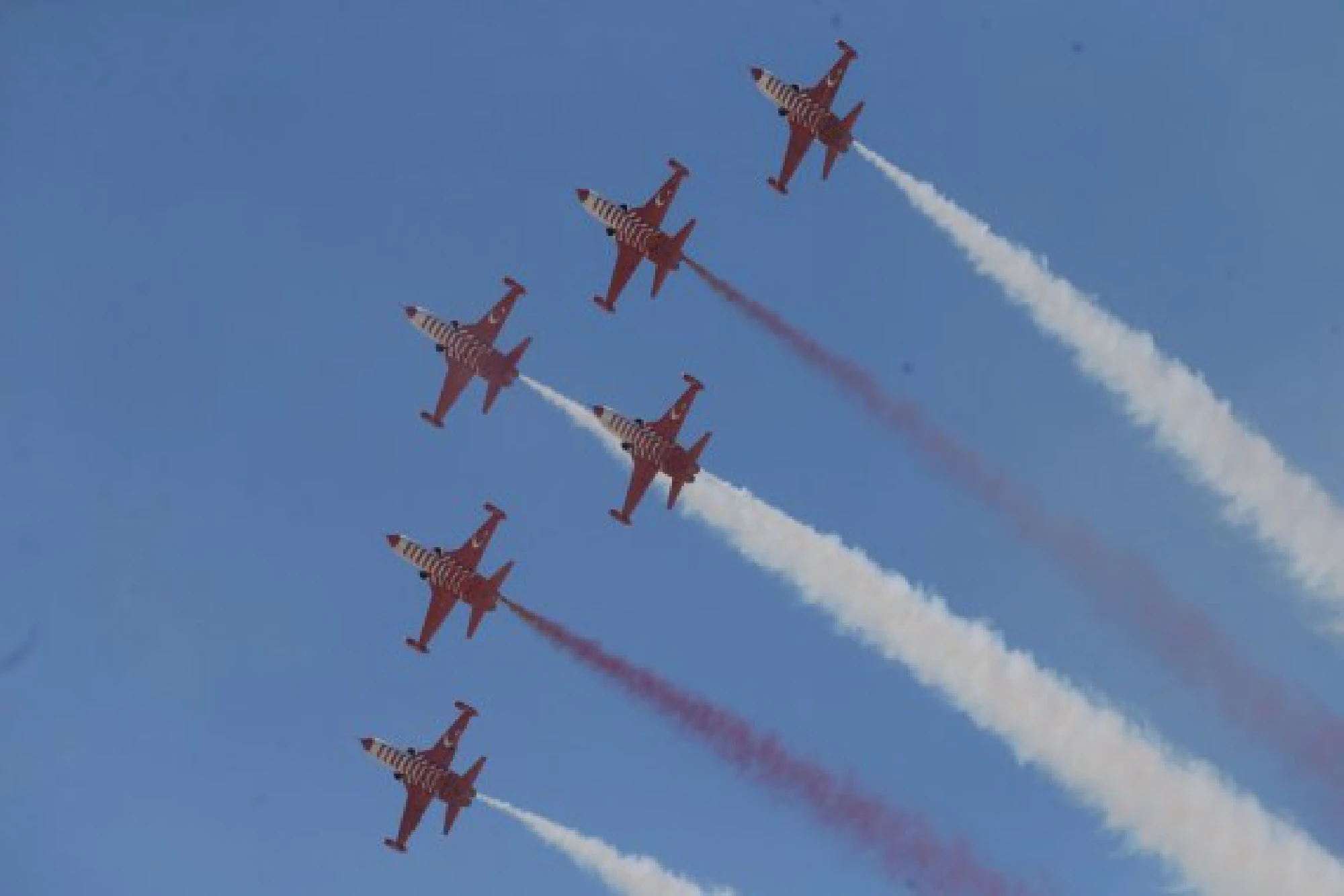 Aircraft perform during the Sivrihisar Airshow 2021 in Sivrihisar district of Eskisehir in Turkey, on Sept. 12, 2021. 