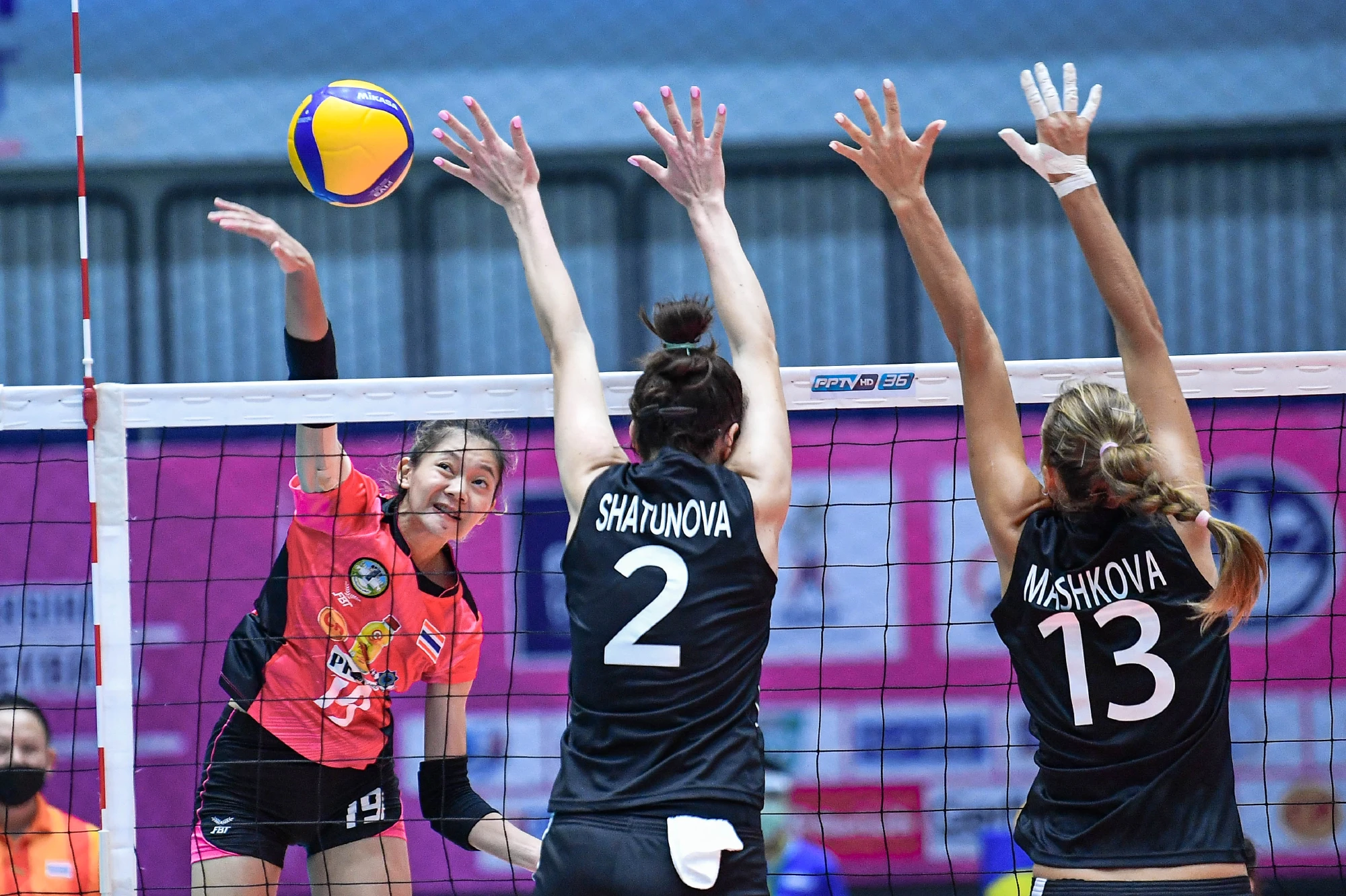 Chatchu-on Moksri scored a team-high 31 points as Nakhon Ratchasima QminC VC survived a scare from Zhetysu to rally past the Kazakh opponents in hard-fought five sets in the 2021 Asian Women's Club Volleyball Championship