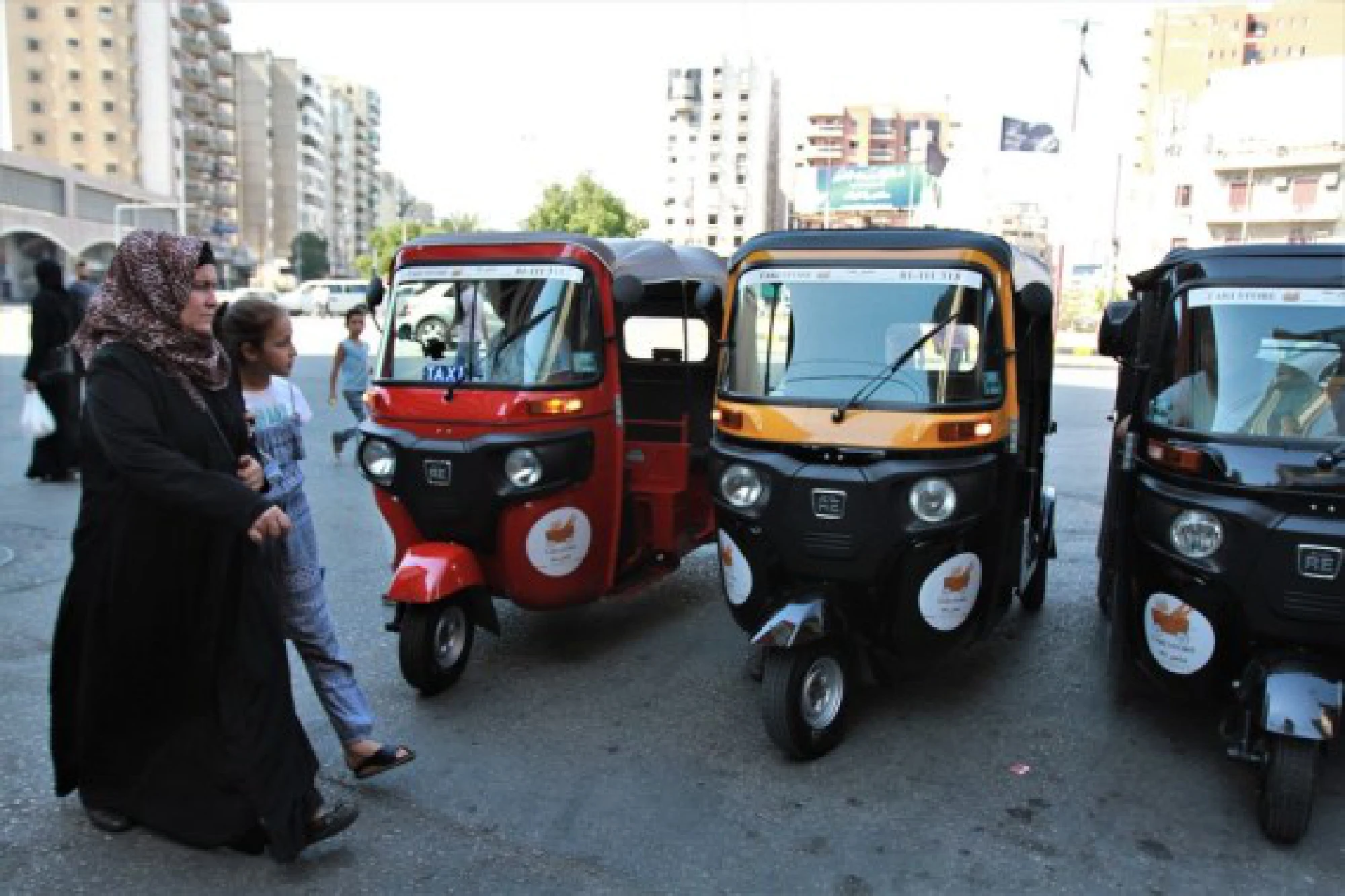 Tuk-tuks wait for passengers on a street in Tripoli, Lebanon, on Oct. 8, 2021. (Photo by Khaled /Xinhua)