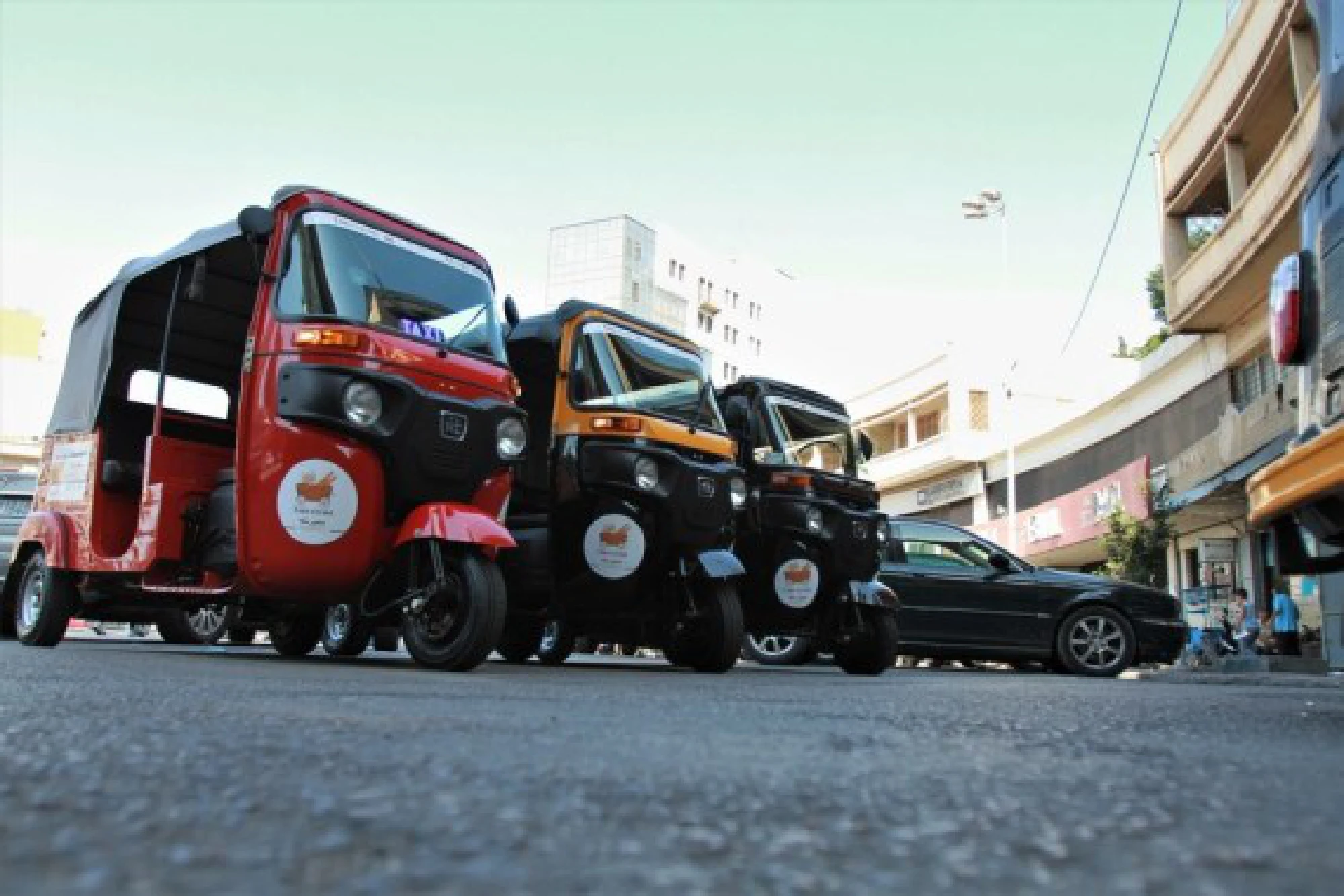 Tuk-tuks wait for passengers on a street in Tripoli, Lebanon, on Oct. 8, 2021. (Photo by Khaled/Xinhua)