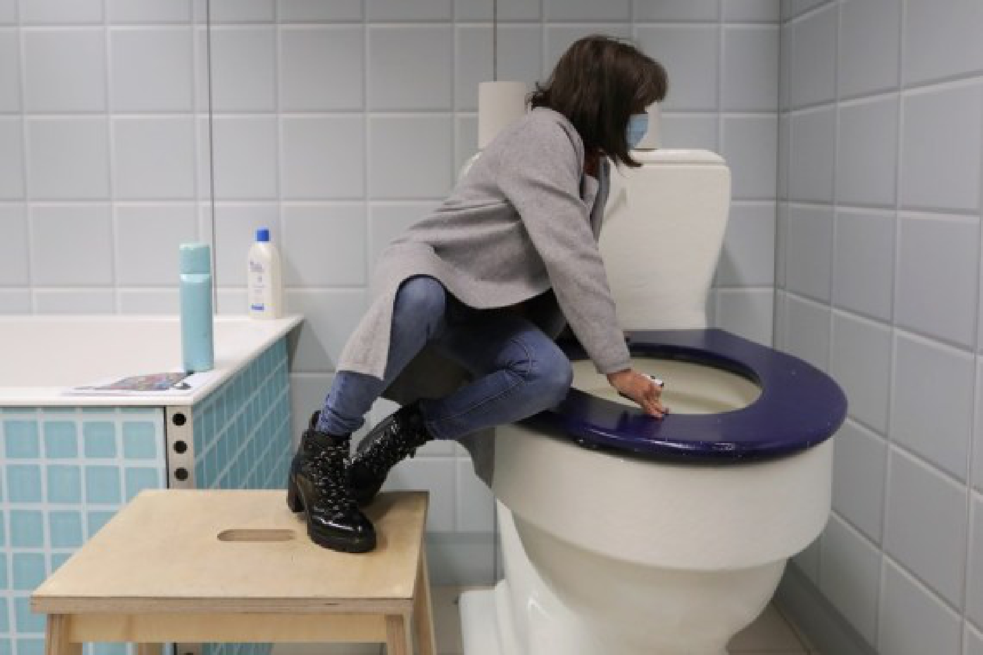 A woman visits the House of Giants exhibition in Liege, Belgium, Oct. 2, 2021. (Xinhua/Zheng Huansong)