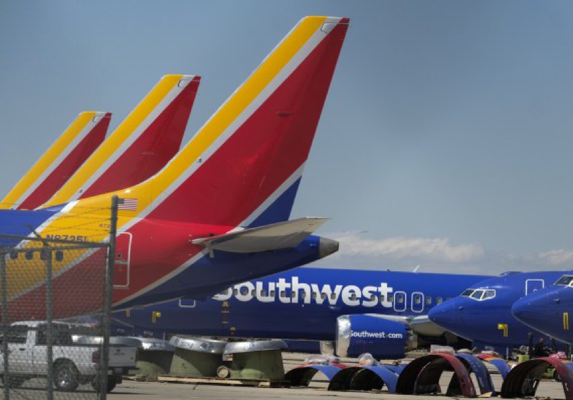 Photo taken on March 27, 2019 shows Southwest Airlines Boeing 737 Max aircraft parked at the Southern California Logistics Airport, in Victorville, California, the United States. (Xinhua/Zhao Hanrong)