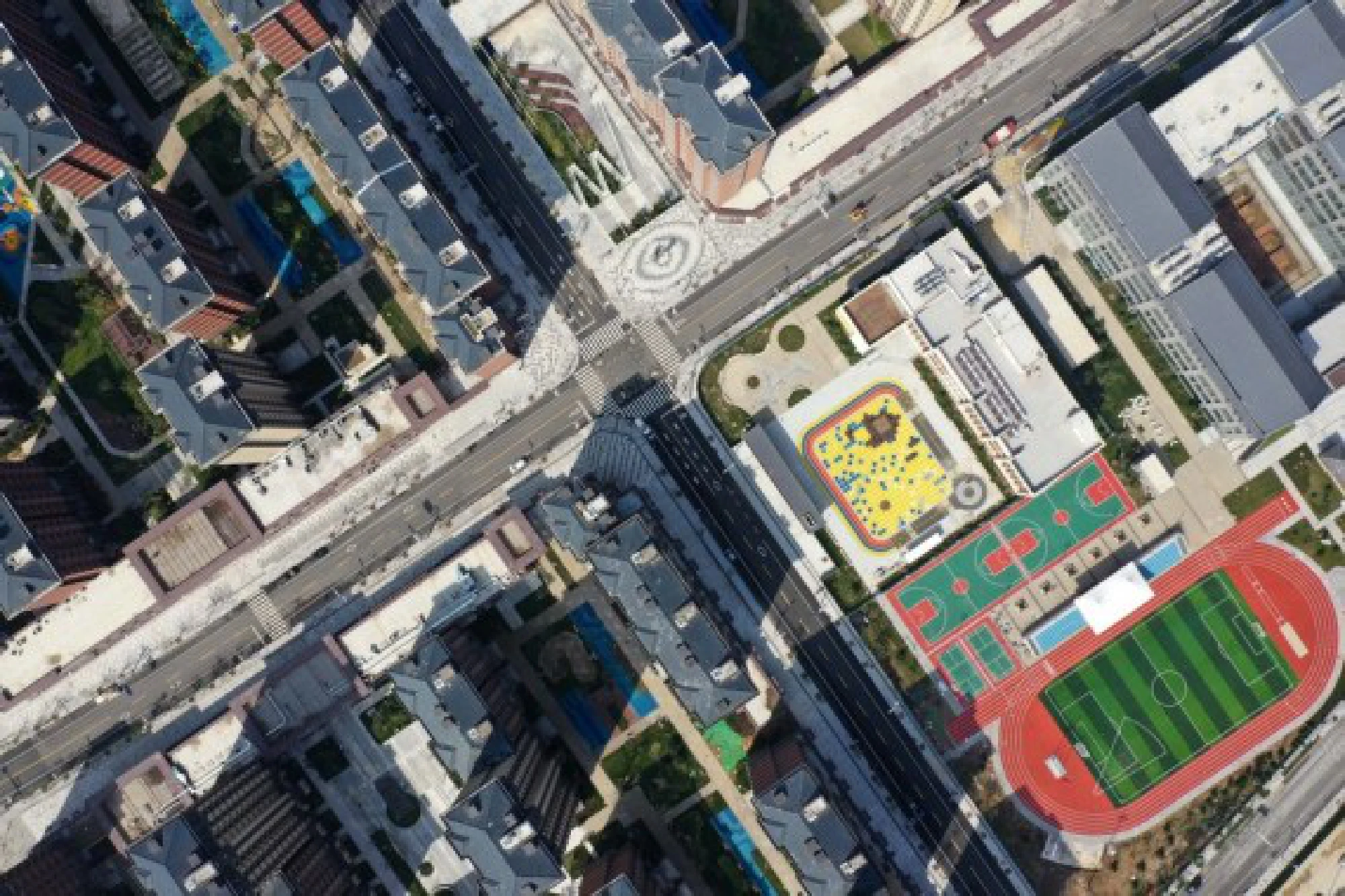 Aerial photo taken on Sept. 29, 2021 shows roads completed in Xiongan New Area, north China's Hebei Province. (Xinhua/Xing Guangli)