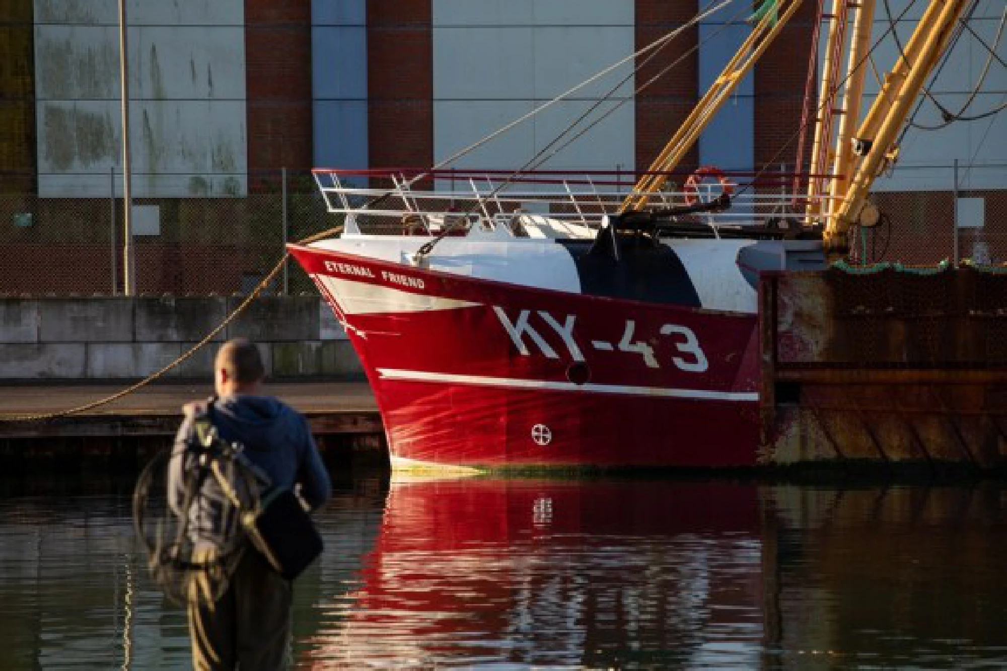 Photo taken on Oct. 11, 2020 shows a British fishing boat at Shoreham Docks, Britain. (Photo by Tim Ireland/Xinhua)