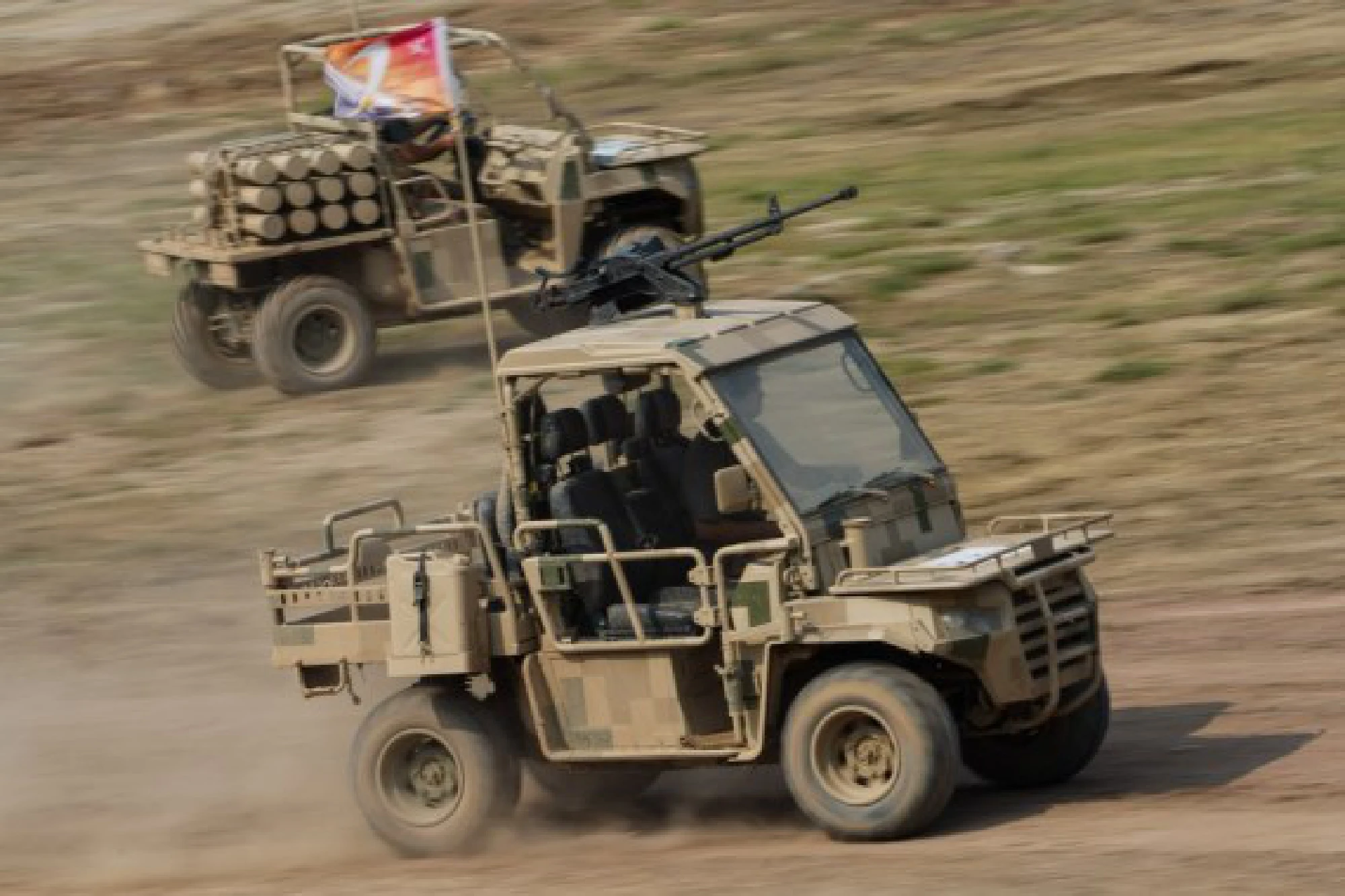 Photo taken on Sept. 29, 2021 shows the dynamic presentations of ground equipment during the 13th China International Aviation and Aerospace Exhibition, or Airshow China 2021, in Zhuhai, south China's Guangdong Province. (Xinhua/Liu Dawei)