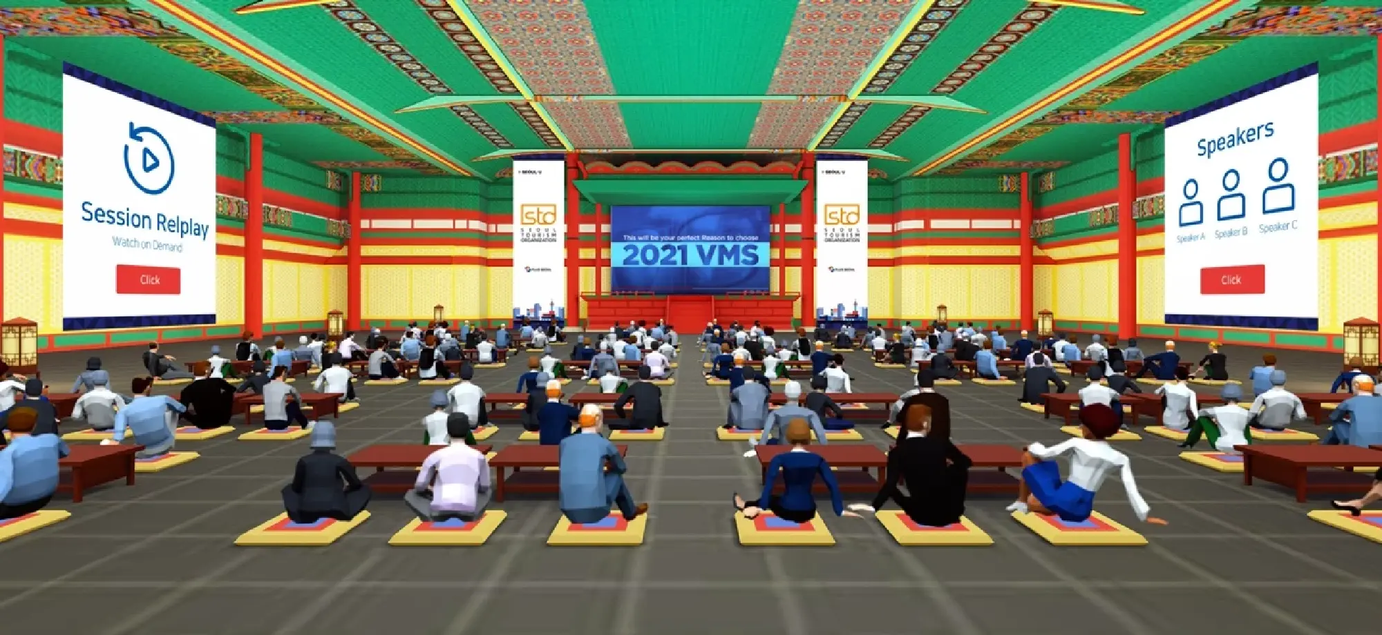 Photos of Virtual Seoul, a new platform launched by the city government at a tourism event, show the augmented reality spaces that Seoul plans to create in its Metaverse Seoul platform. Photo Credit: Seoul city government)