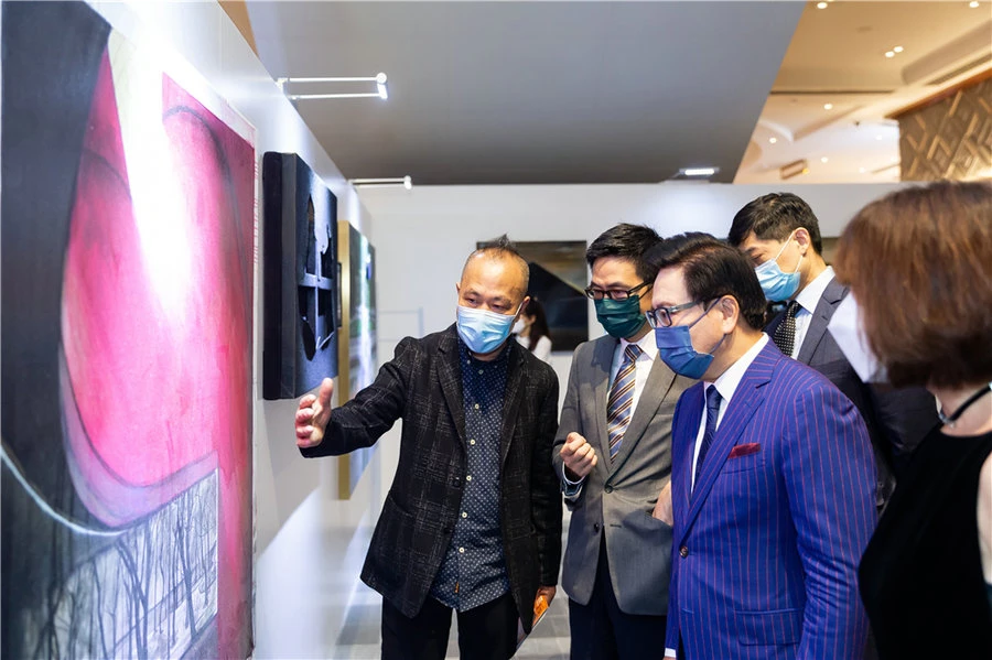 Works by prize-winners of a competition and exhibition for young artists in the Guangdong-Hong Kong-Macao Greater Bay Area are on show at The Londoner Macao. [Photo provided to China Daily]