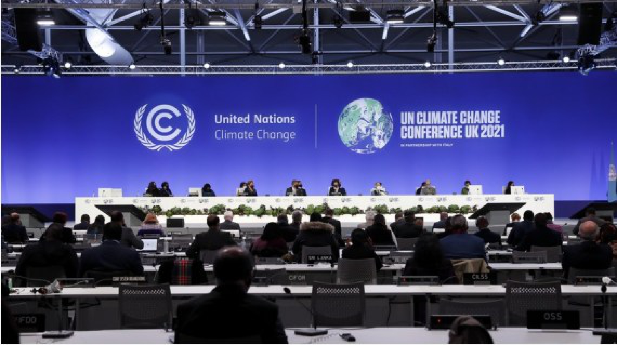 Photo taken on Oct. 31, 2021 shows a general view of the opening ceremony for COP26 in Glasgow, Scotland, the United Kingdom. (Xinhua/Han Yan)