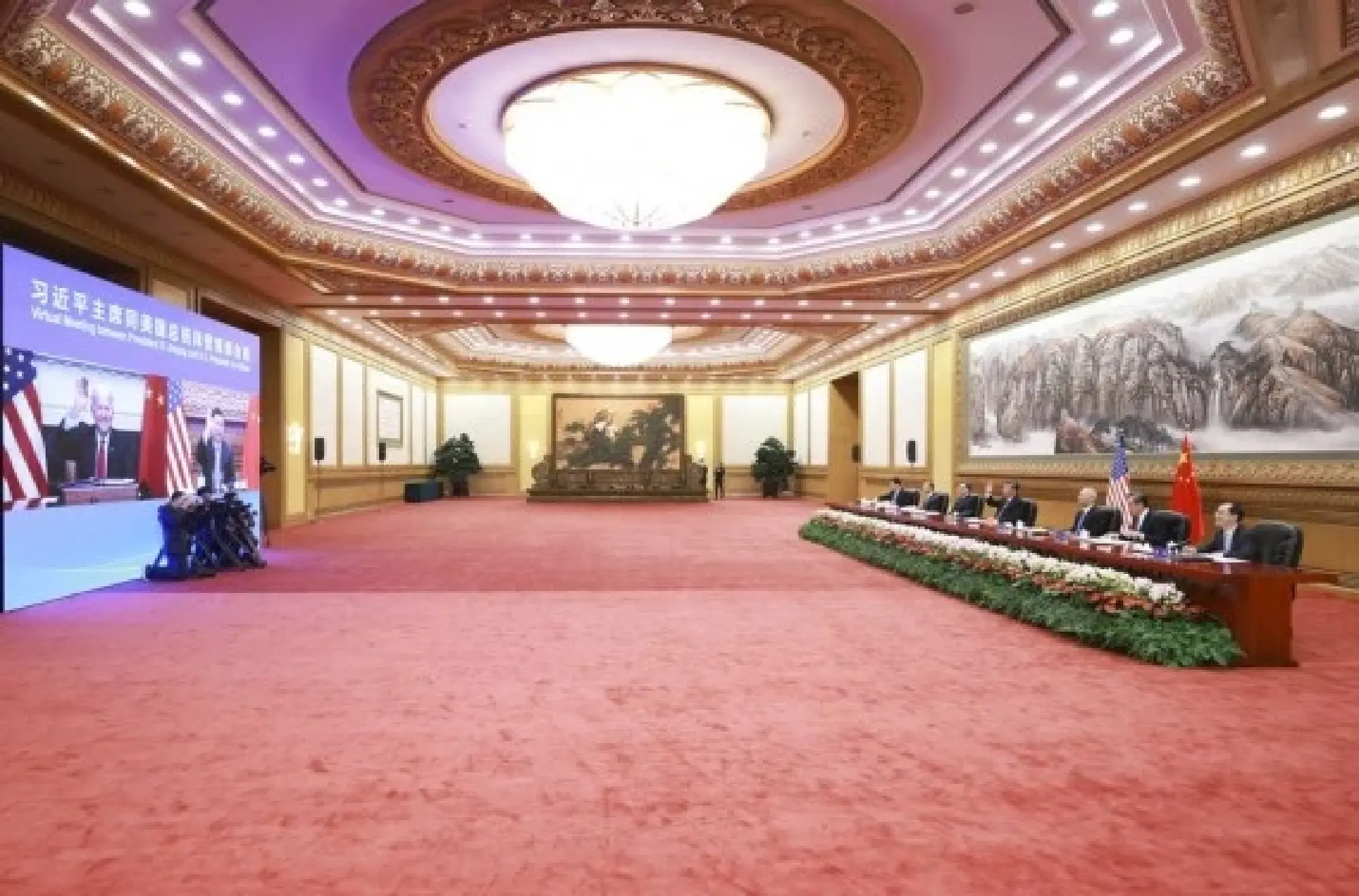 Chinese President Xi Jinping meets with U.S. President Joe Biden via video link, in Beijing, capital of China, Nov. 16, 2021. (Xinhua/Ding Lin)