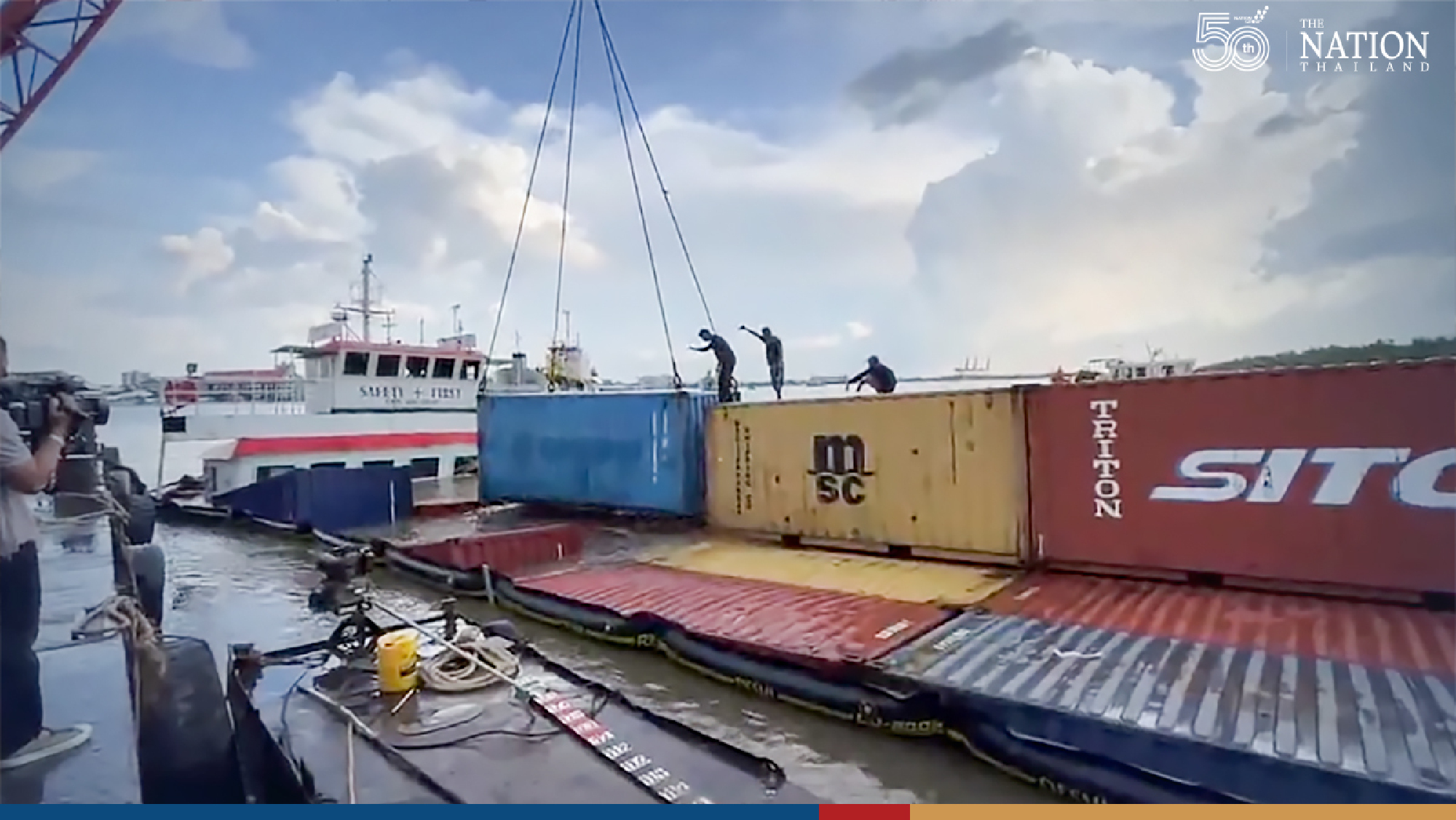 51 containers being salvaged from cargo ship crash site in Samut Prakan
