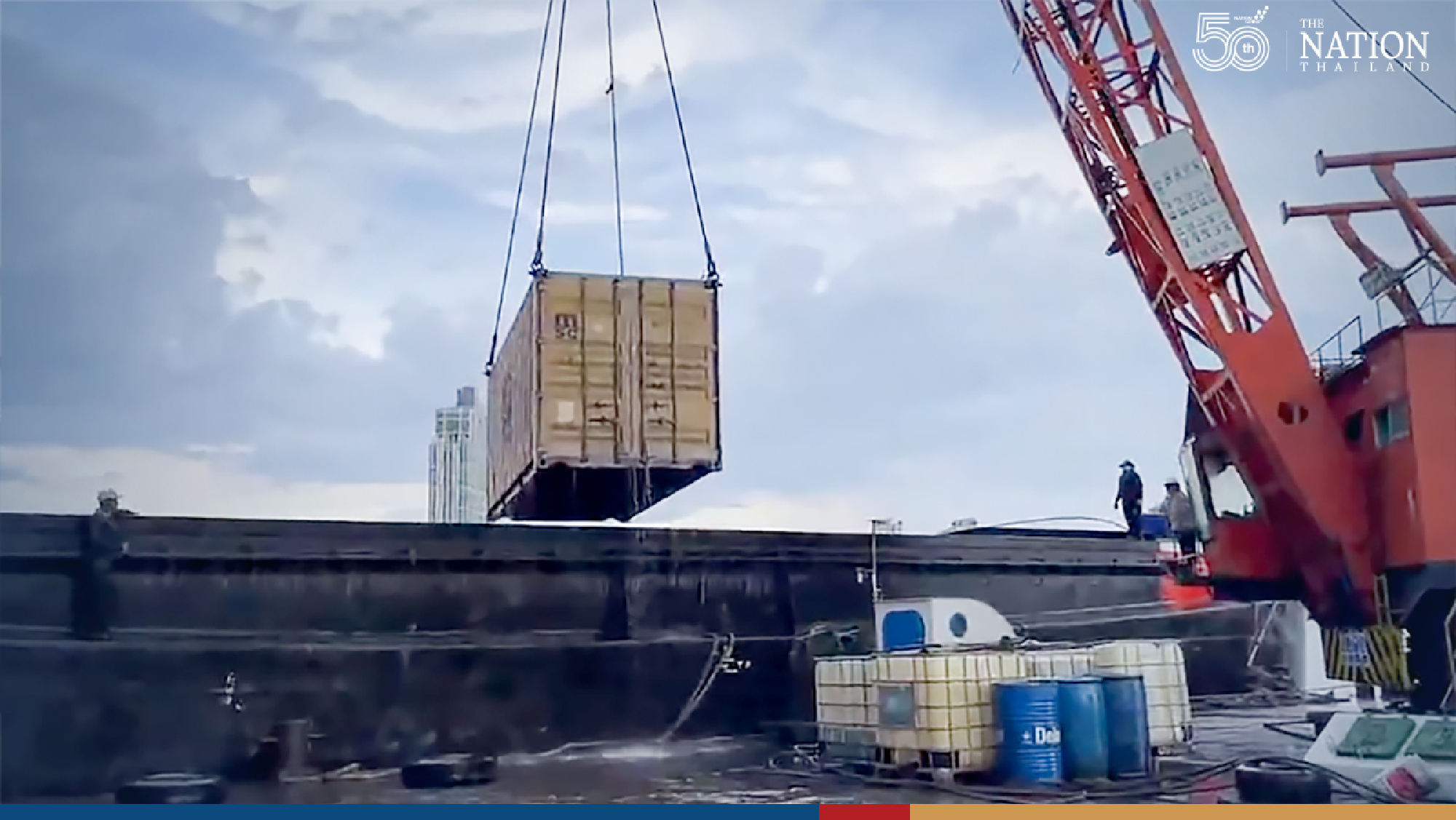 51 containers being salvaged from cargo ship crash site in Samut Prakan