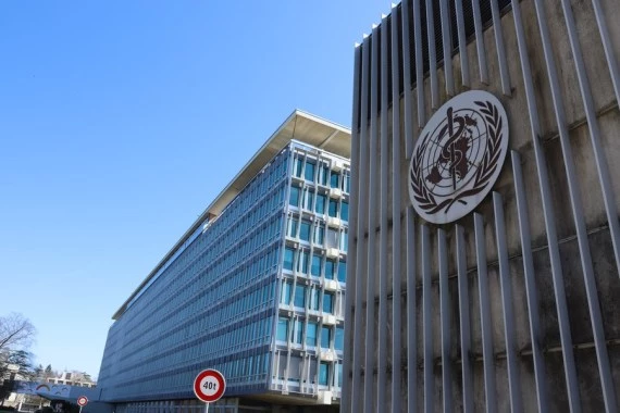 Photo taken on March 30, 2021 shows an exterior view of the headquarters of the World Health Organization (WHO) in Geneva, Switzerland. (Xinhua/Chen Junxia)