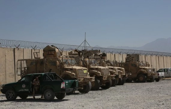Photo taken on July 8, 2021 shows military vehicles abandoned by U.S. forces at the Bagram Airfield base after all U.S. and NATO forces evacuated in Parwan province, eastern Afghanistan. (Xinhua/Rahmatullah ALizadah)