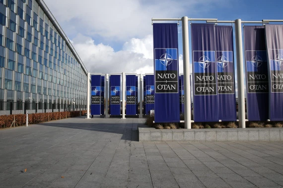 File photo taken on Feb. 12, 2020 shows the NATO headquarters in Brussels, Belgium. (Xinhua/Zhang Cheng)