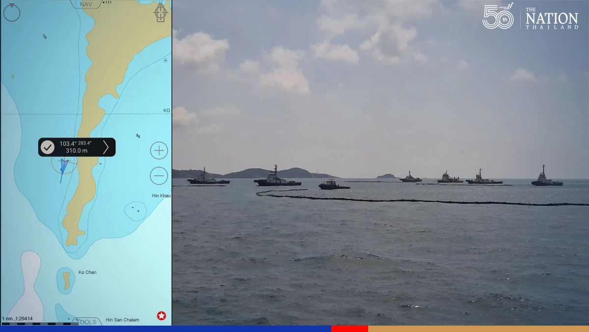 All hands on deck as Marine Dept works to clear oil slick off Rayong coast