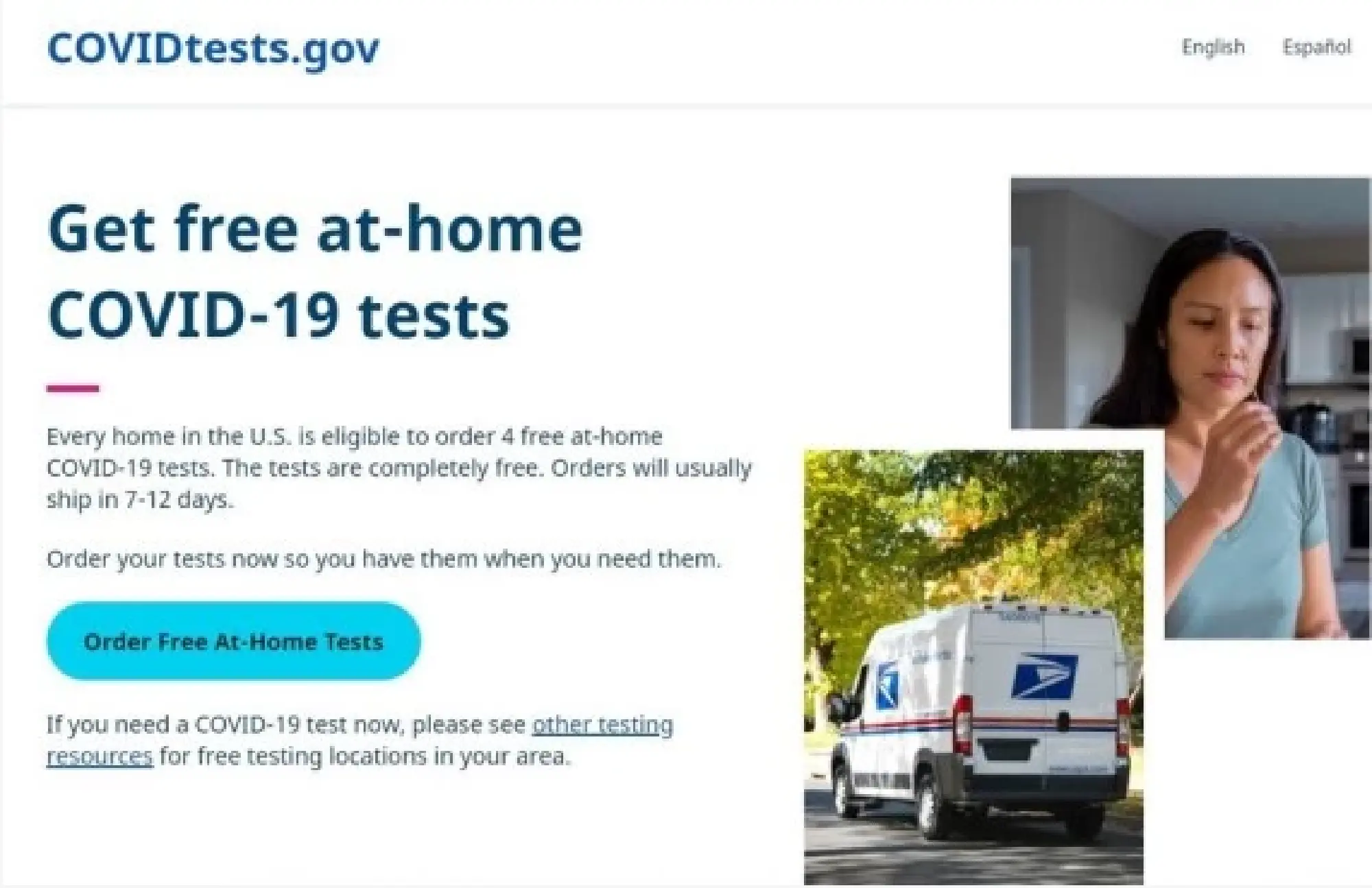 The screenshot taken from the website of covidtests.gov on Jan. 19, 2022 shows the pictures and description of the U.S. government's service to provide its people with limited at-home COVID-19 tests. (Xinhua)