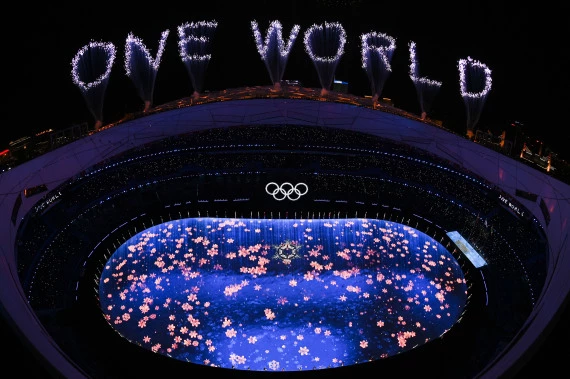 Fireworks illuminate the night sky during the closing ceremony of the Beijing 2022 Olympic Winter Games at the National Stadium in Beijing, capital of China. (Xinhua/Song Yanhua)