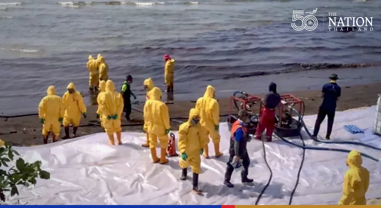 Most of oil slick on Rayong beach, nearby areas ‘taken care of’