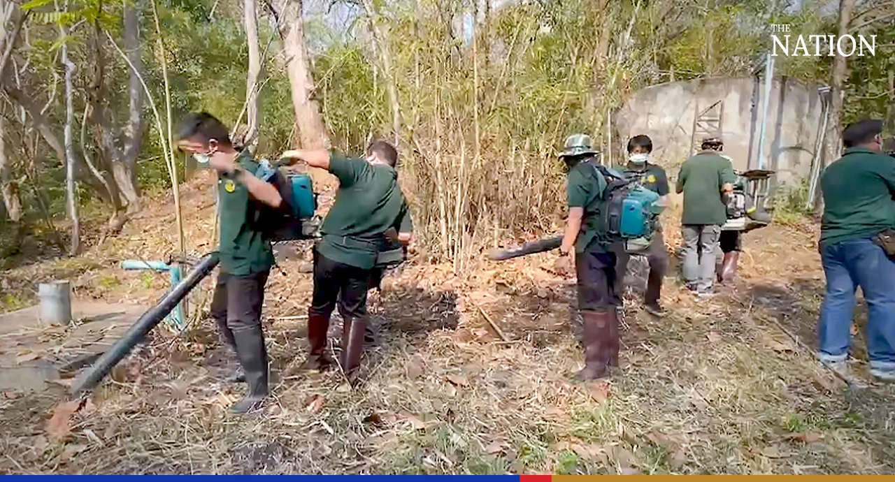 Chiang Mai Zoo sets up firebreaks, cools down animals as temperature rises