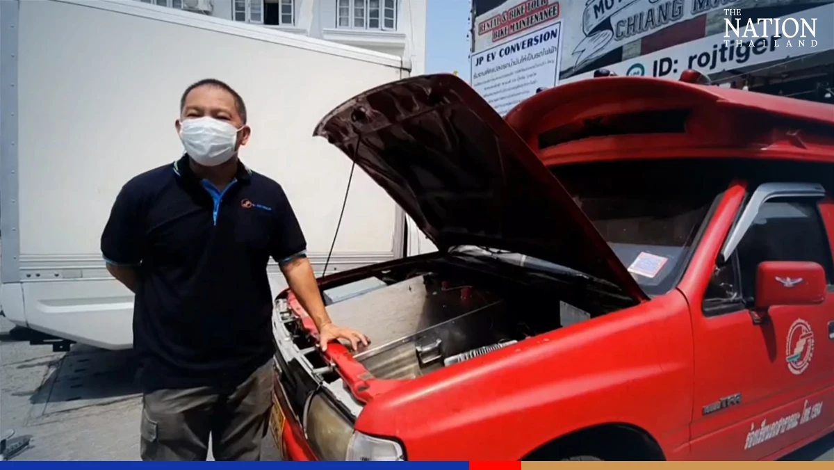Chiang Mai man capitalises on EV trend by modifying old cars, bikes