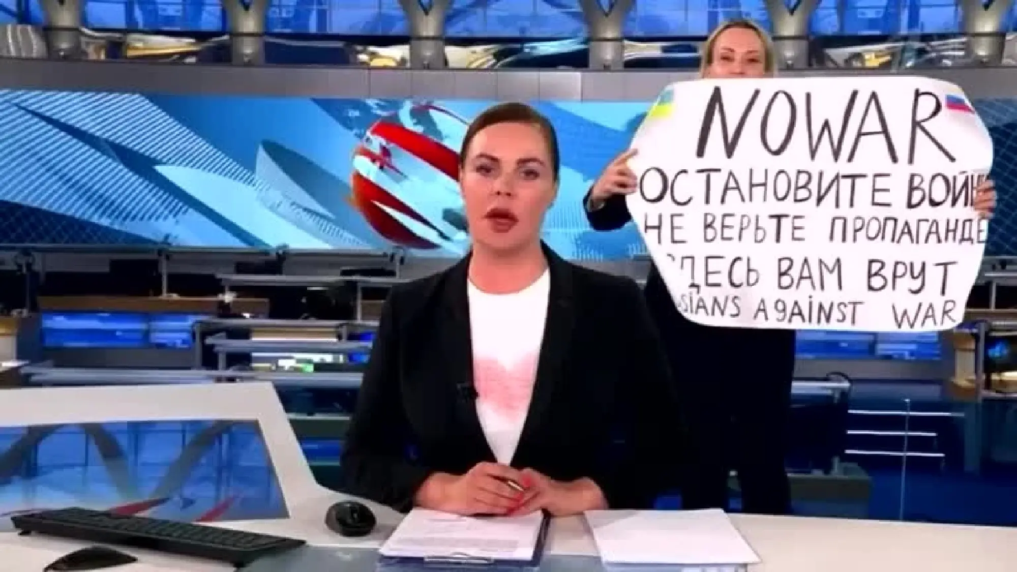 Russian court fines woman after on-air TV protest