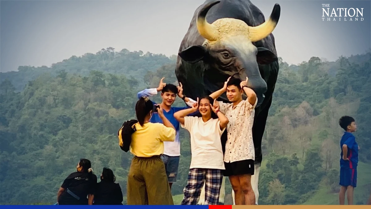 Street art and wild oxen attract tourists to Wang Nam Khiao