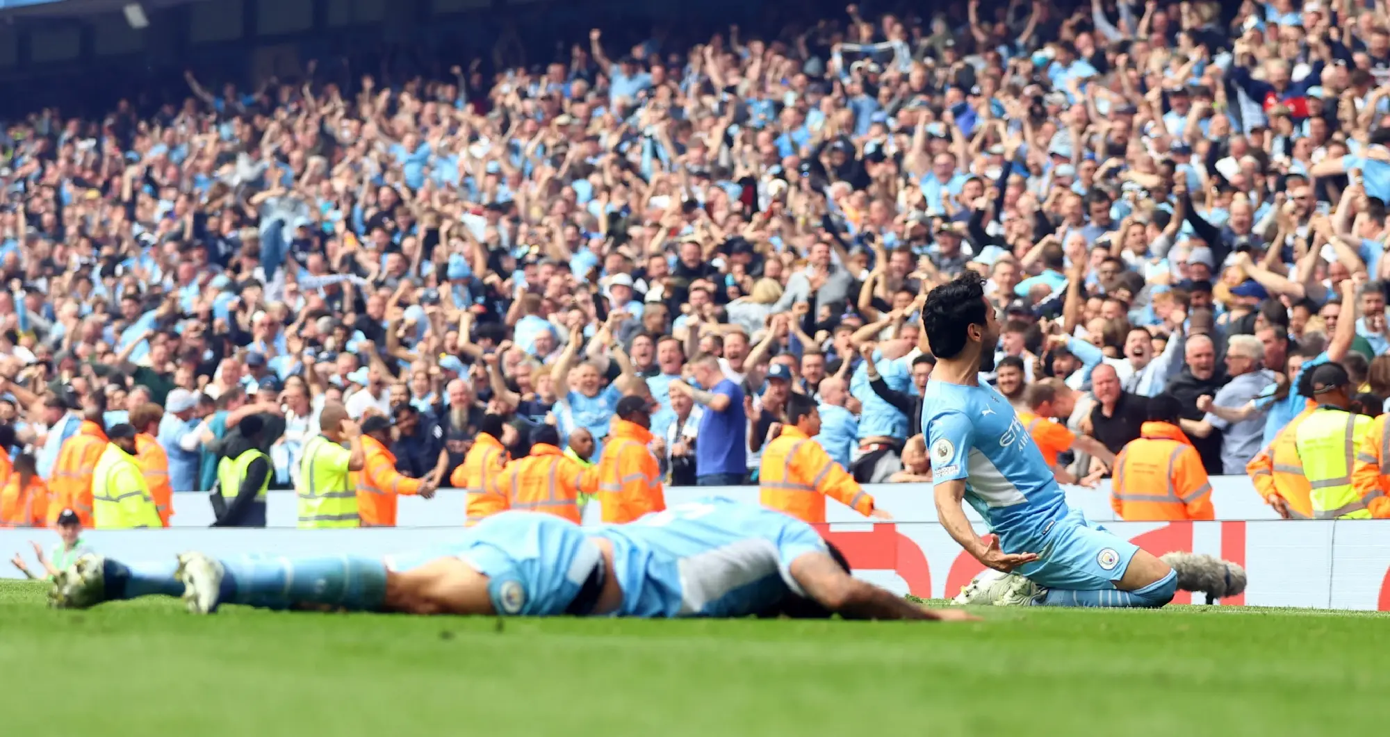 Manchester City's Ilkay Gundogan celebrates scoring their third goal REUTERS/Hannah Mckay
