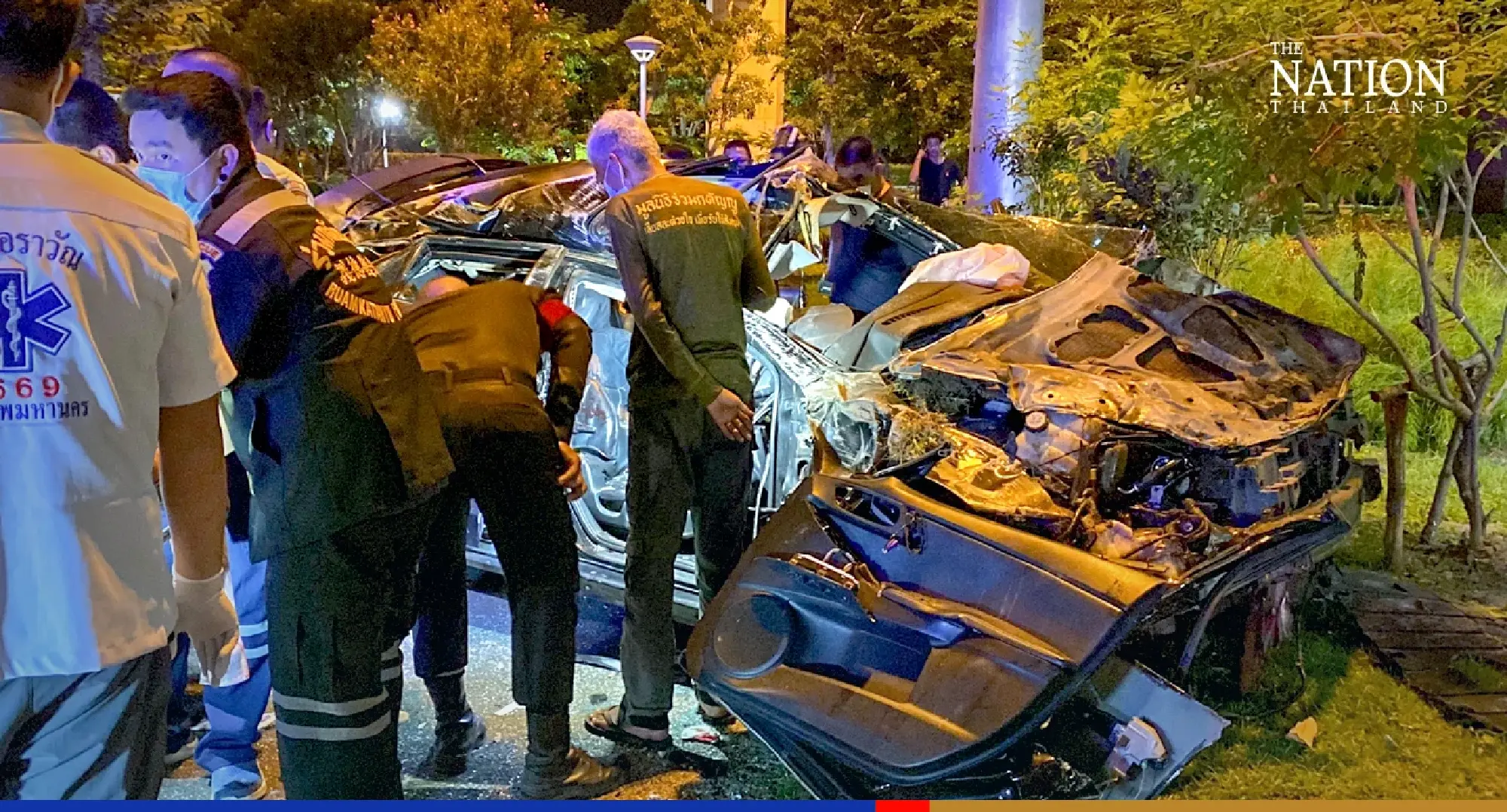 Woman seriously injured as her car falls from Bangkok expressway