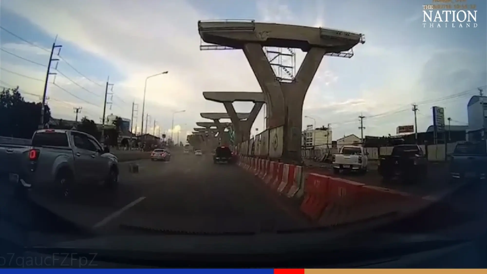 Couple escape death as construction pillar falls 20m onto expressway