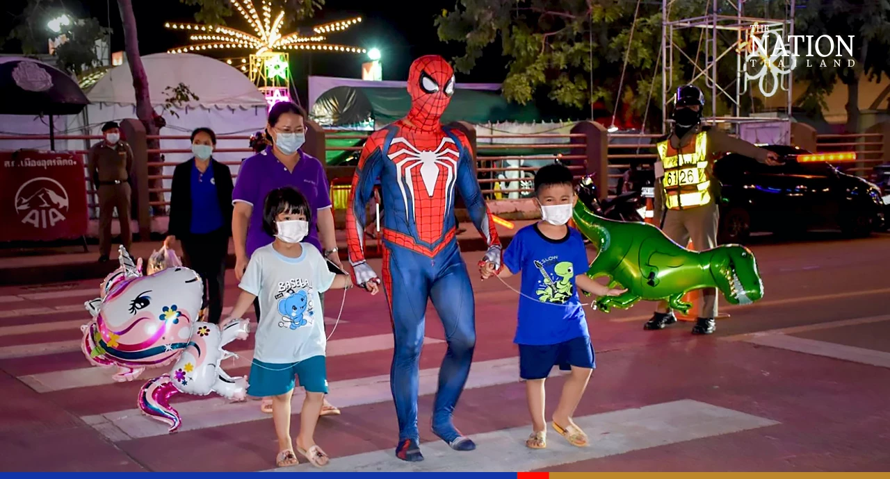 Police in superhero outfits are guardians of Uttaradit fair