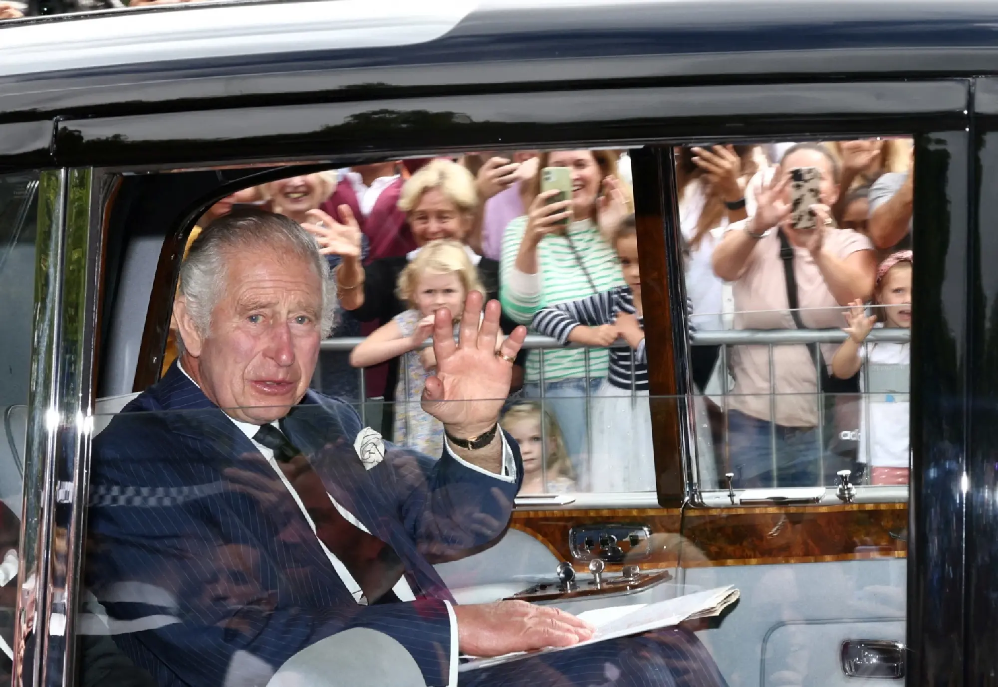 King Charles greets crowds outside Buckingham Palace