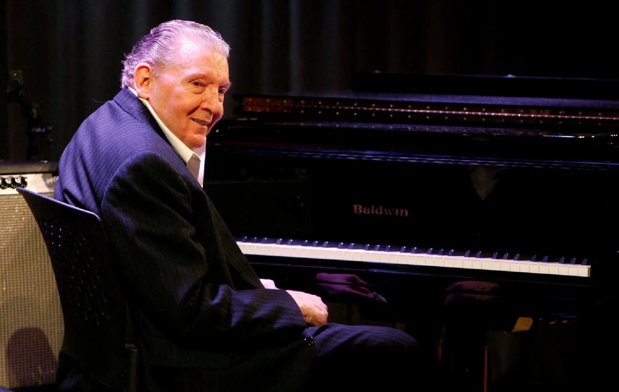 Singer Jerry Lee Lewis performs during his appearance at &quot;An Evening with Jerry Lee Lewis&quot; at the Grammy Museum in Los Angeles September 28, 2010.
