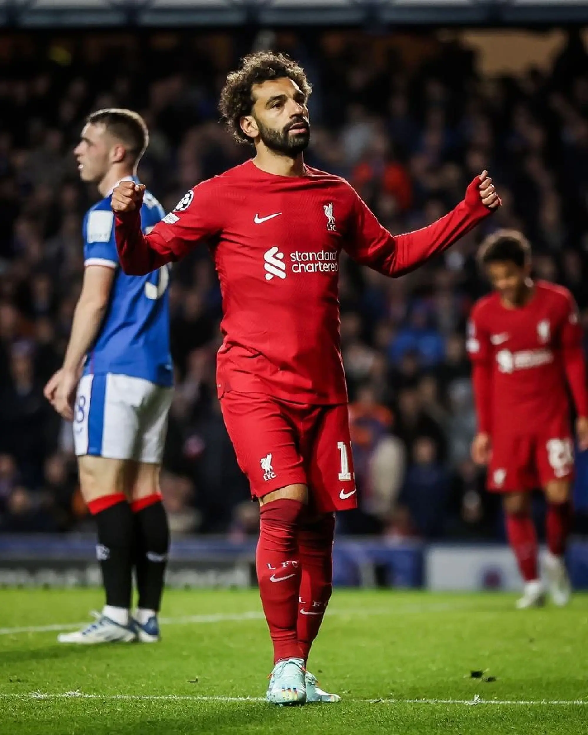 Salah hat-trick helps Liverpool thrash Rangers 7-1 to near last 16