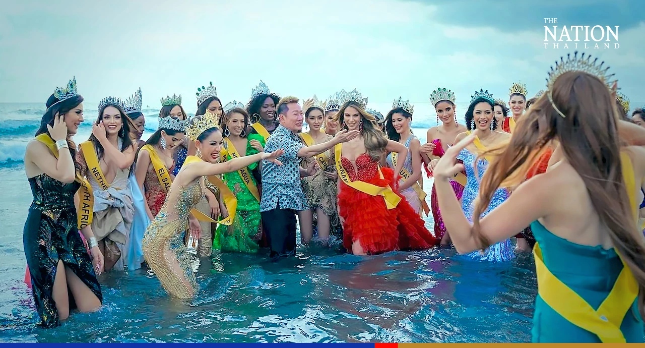 Miss Grand International contestants take surprise dip in Bali sea