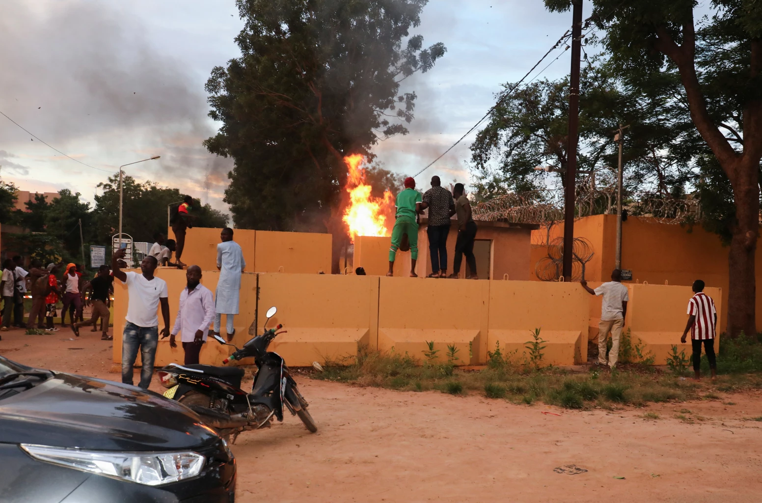 French embassy in Burkina Faso burns as protesters rally in support of coup