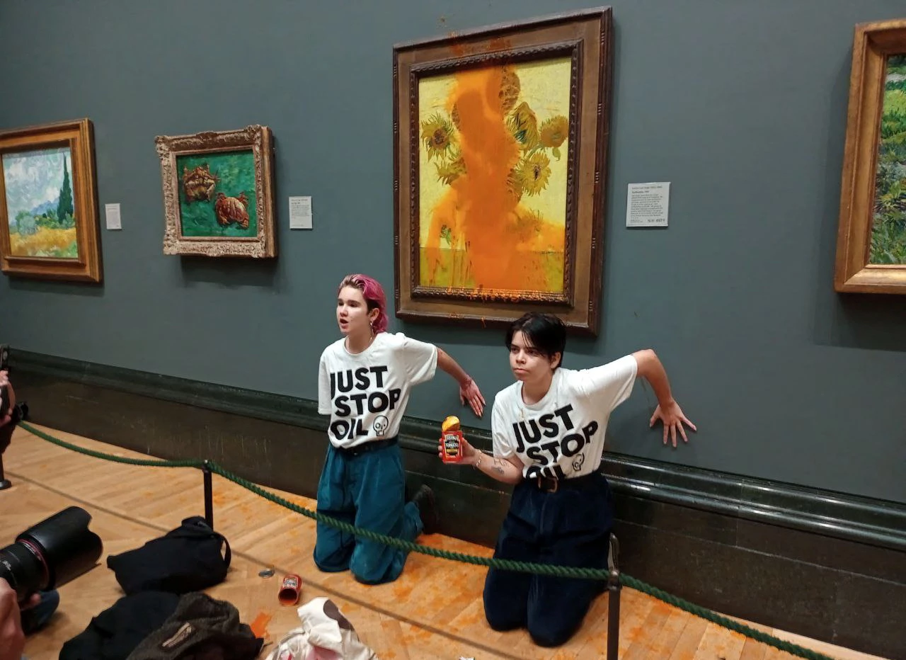 UK climate change protesters throw soup at van Gogh's 'Sunflowers'