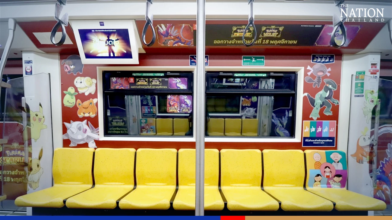 Cute Pokémon monsters adorn Bangkok BTS trains to promote new games