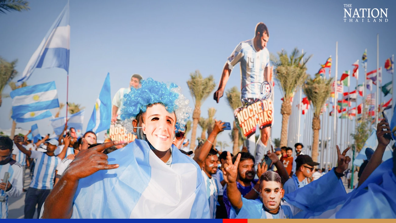 Argentina fans during the march towards the Count Down Clock