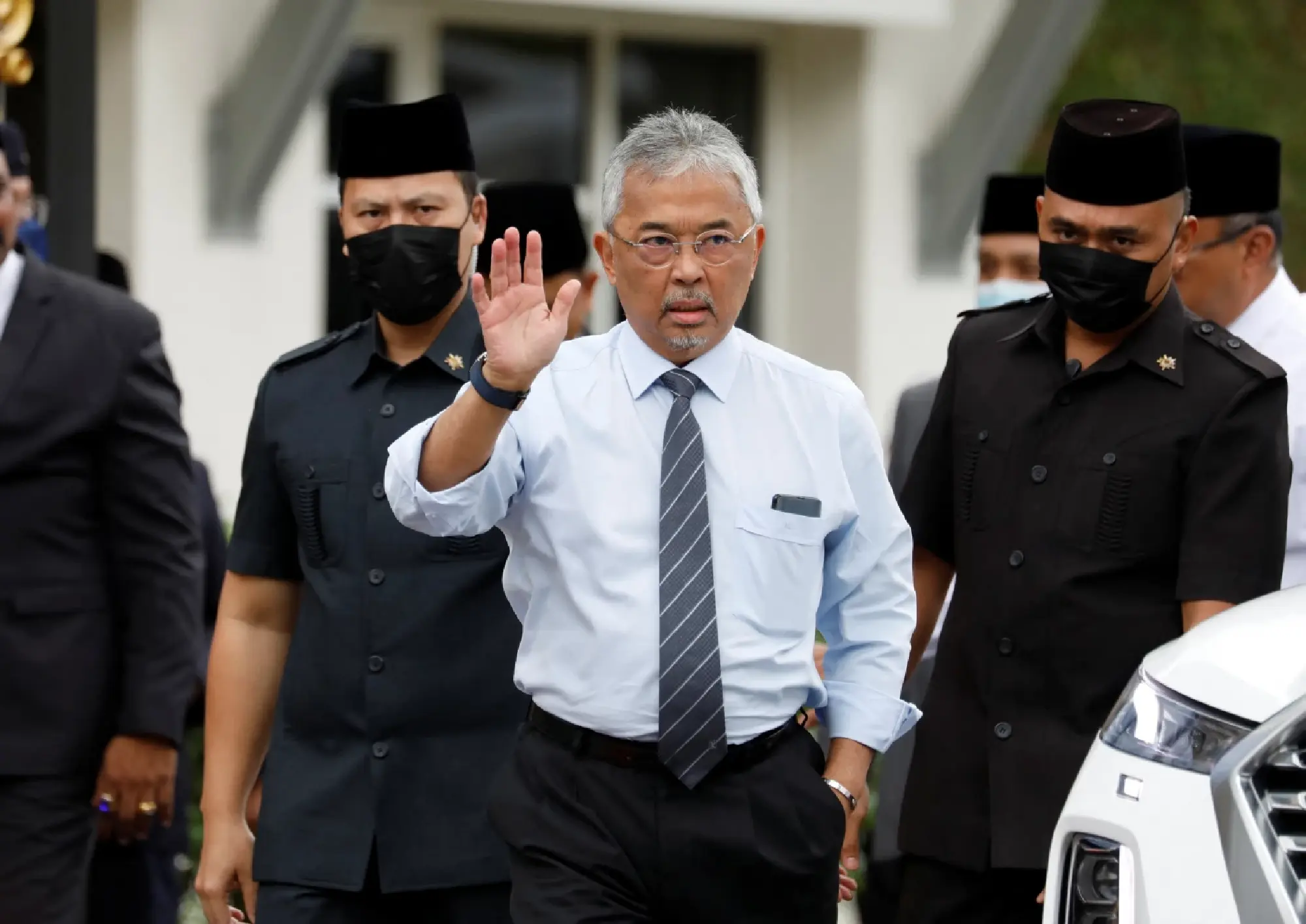 Malaysian King Sultan Abdullah Sultan Ahmad Shah outside the National Palace in Kuala Lumpur, Reuters
