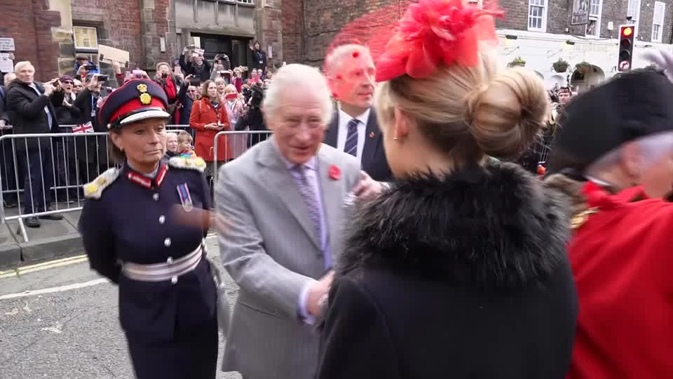 Man held after eggs thrown at King Charles