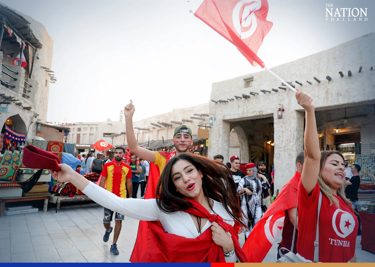 Tunisia fans react at Souq Waqif 